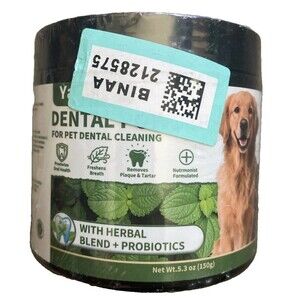 YacBass Dog Dental Powder Dog Teeth Cleaning 5.3 Oz Herbal Blend Probiotics